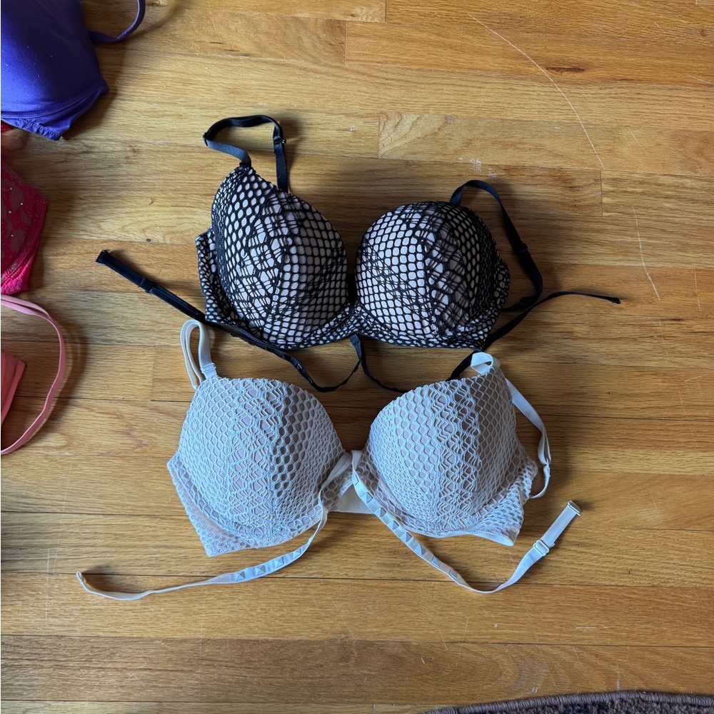 Victoria’s Secret Black/Nude & White/Nude Crochet Strappy